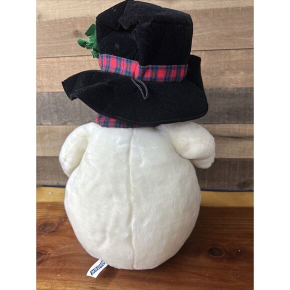 1997 Snowden Plush Snowman 22" Tall Black Top Hat Red Plaid Scarf Christmas - Picture 5 of 7